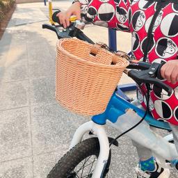 Handwoven cesta dianteira de bicicleta com Bell e Tassel adesivos, guidão frontal ajustável, acessórios de bicicleta para crianças e adultos - Image 4