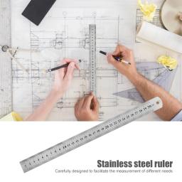Régua Reta Dupla Lateral em Aço Inoxidável, Ferramenta de Medição de Precisão, Metal, Centímetro, Escala Inche, 15 cm, 20 cm, 30 cm, 40 cm, 50cm - Image 4