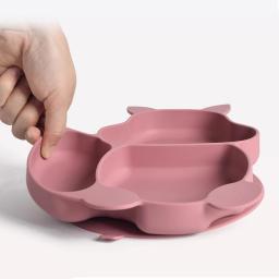 Silicone Babadores Dividido Prato do bebê, Sucker Bowl, Colher, Fork Set, Alimentação de Treinamento, Utensílio Alimentar, Pratos, Kit Louça, 3 Pcs - Image 4