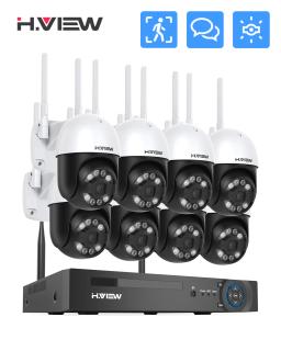 H.view 8ch 5mp 4mp wifi câmera kit de segurança sistema sem fio cctv sistema nvr ao ar livre ptz áudio bidirecional vigilância de vídeo xmeye - Image 1