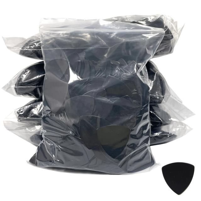 Palhetas de guitarra triângulo em celulóide preto sólido - 0,71mm, médias e grandes, pacote com 500 unidades no atacado