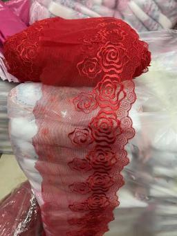 Bordado Floral Tule Guarnição Do Laço, Artesanato DIY, Vermelho Melancia Malha Vermelha, 3 Jardas, 12cm de Largura, Frete Grátis - Image 2