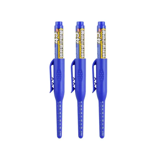 Canetas de Marcador Impermeáveis para Carpinteiro com Cabeça Longa e Tinta em Preto, Azul e Vermelho - Perfeitas para Madeira e Uso Multiúso, 45mm