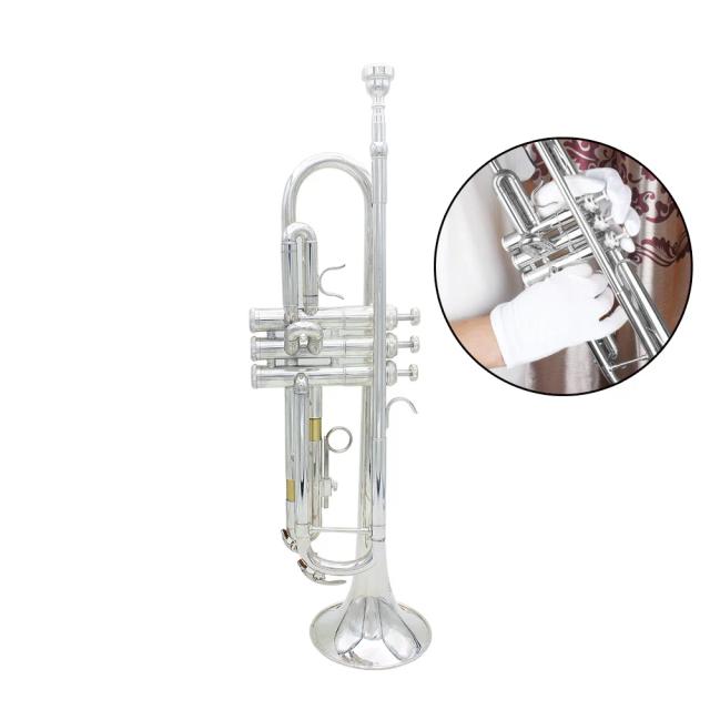 Trompete Bb Latão Requintado com Bocal e Luvas para Concerto