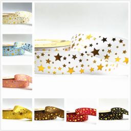 5 jardas 25mm poliéster fita de impressão estrelas fita para design artesanal arco casamento decoração natal diy bift caixa embalagem - Image 1