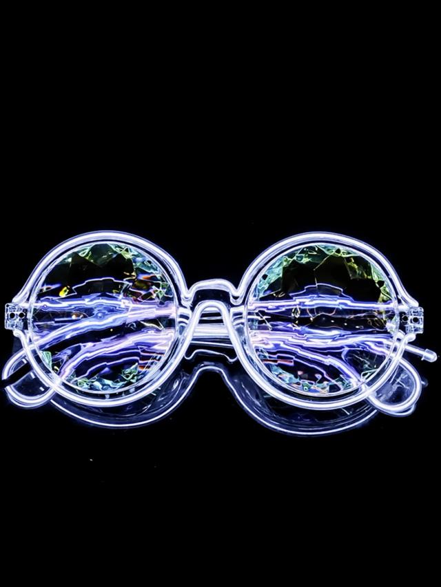 Óculos Luminosos LED Caleidoscópio para Festa e Discoteca