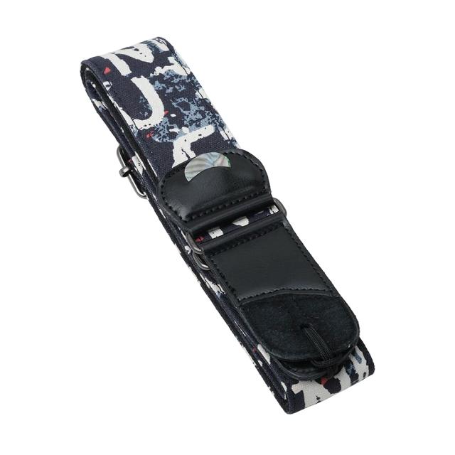 Correia de guitarra ajustável em poliéster com design colorido e plectro, ideal para guitarra acústica, elétrica e baixo, disponível em vários estilos