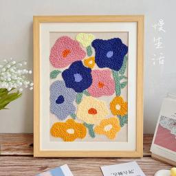 Kit de bordado flor para iniciantes, agulha perfuradora, fios de pintura, caneta mágica ajustável, aro para tapete, moldura do ponto cruz, ferramentas DIY - Image 1