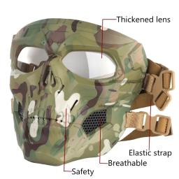 Airsoft máscara crânio tático com lente para a caça ao ar livre, combate paintball, rosto inteiro, máscaras de proteção do jogo cs - Image 3