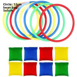 Jogo de arremesso de anel de plástico colorido para jardim de infância esportes ao ar livre treinamento sensorial saco de feijão jogar círculo jogo brinquedo educativo - Image 2