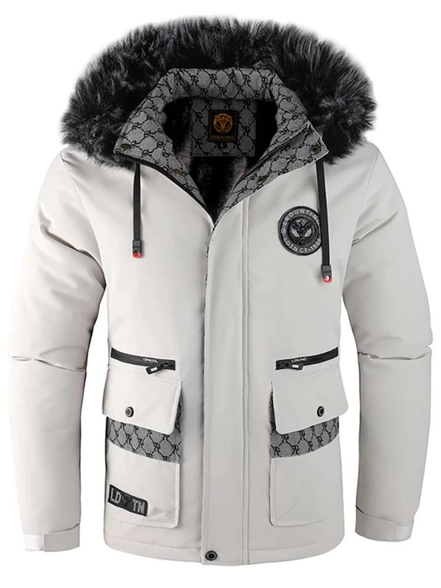 Outono e inverno masculino tendência de moda casual com capuz jaqueta de algodão à prova de vento acolchoado frio cor pura roupas de algodão simples