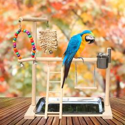 Madeira maciça Pet Parrot Playstand, Parque Infantil Pássaro, Bird Gym Escada, Stand Bite Toy, Escada para Budgie - Image 4