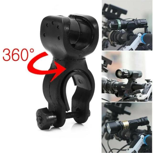 Suporte para Lanterna de Bicicleta com Rotação, Tocha e Clips para Luzes de Ciclismo