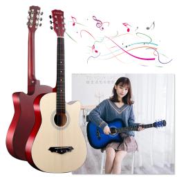 Guitarra Acústica com Kit Inicial e Gig Bag, Instrumento Musical de 6 Cordas de Madeira, Acessórios para Iniciantes e Adultos, Crianças, 38" - Image 1