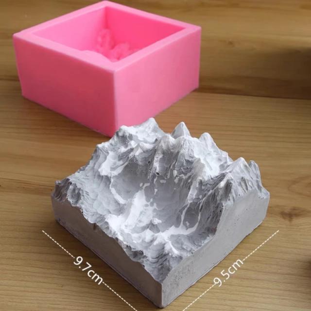 Molde de Silicone para Artesanato: Ornamento de Gesso em Forma de Montanha Nevada para Decoração de Casa e Aromaterapia