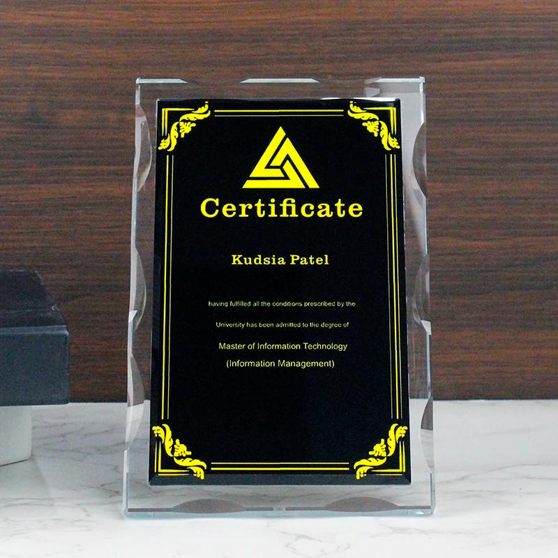 Personalizado troféu de cristal cor impressão prêmio concurso honra escola graduação lembrança certificado decoração para casa - Image 6