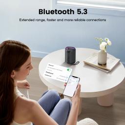 WISETIGER-A46 Mini alto-falante portátil Bluetooth, incrível caixa de som baixo, alto-falante sem fio com luz LED, slot para cartão TF e AUX-IN - Image 3