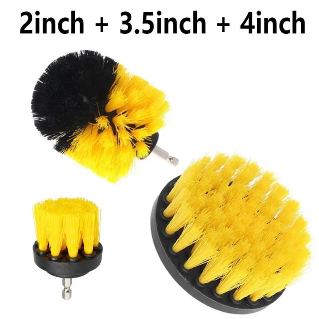 Kit Escova Elétrica para Limpeza de Veículos e Banheiro com Broca 2/3.5/4/5 Polegadas