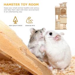 Escada De Madeira Com Plataforma Para Pequenos Animais De Estimação, Premium Hamster House, Pet Exercise, Fun and Safe - Image 4
