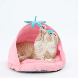 Cama para gato tenda suprimentos para animais de estimação acessórios filhote de cachorro pequeno cão cama esteira caverna kitty saco de dormir cesta móveis túnel canil - Image 5