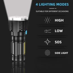 Lanternas Recarregáveis LED de Alta Potência, Refletor de Acampamento, Luz Lateral, 3 Modos de Iluminação, 4 LEDs, Apto para Aventura, Exterior - Image 3