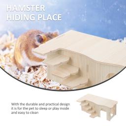 Multifuncional Hideout Wooden House, Brinquedos Multifuncionais Hamster, Casa de esconderijo para pequeno animal de estimação cobaia - Image 3