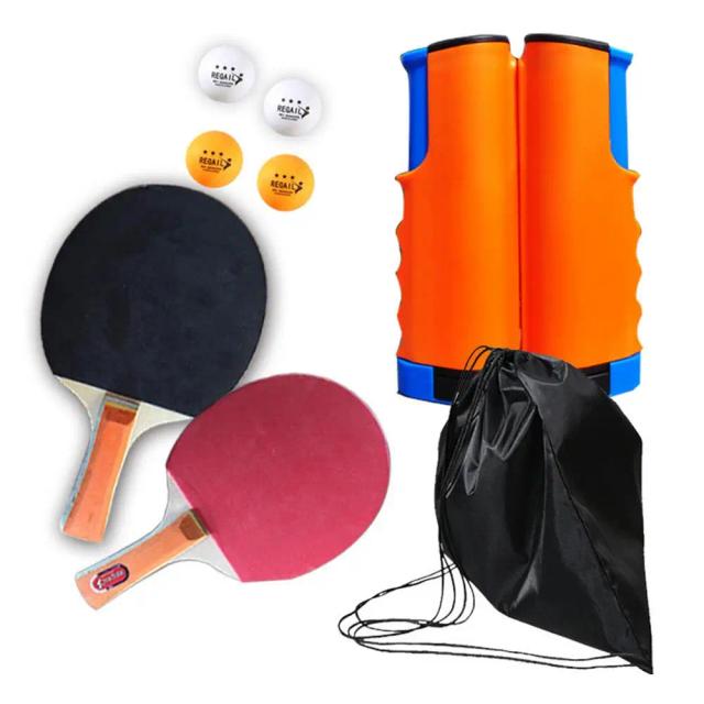 Conjunto Portátil de Raquete de Tênis de Mesa com Kit Telescópico e Rede Retrátil Estável