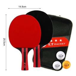 Pá De Tênis De Mesa Com Cabo De Madeira, Acolchoamento De Borracha, Raquetes Premium, 3 Bolas De Tênis De Mesa, 2Pcs - Image 6