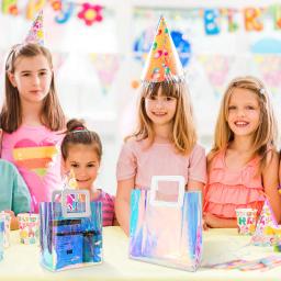 Embalagem de presente holográfica transparente iridescente sacos de presente reutilizáveis sacolas de pvc reutilizáveis sacos de compras suprimentos para festa de casamento - Image 4