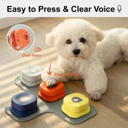 MEWOOFUN Pet Comunicação Vocal Training Brinquedo Interativo, Botão Do Cão, Gravar Falando, Bell Ringer com Pad e Adesivo, Fácil de Usar - Image 4