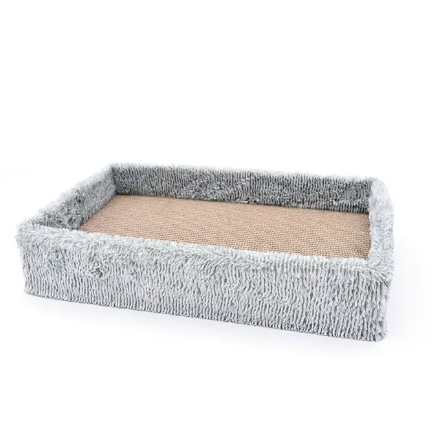 Cama de papelão ondulado para gatos com almofada removível e divertida para brincadeiras em qualquer lugar