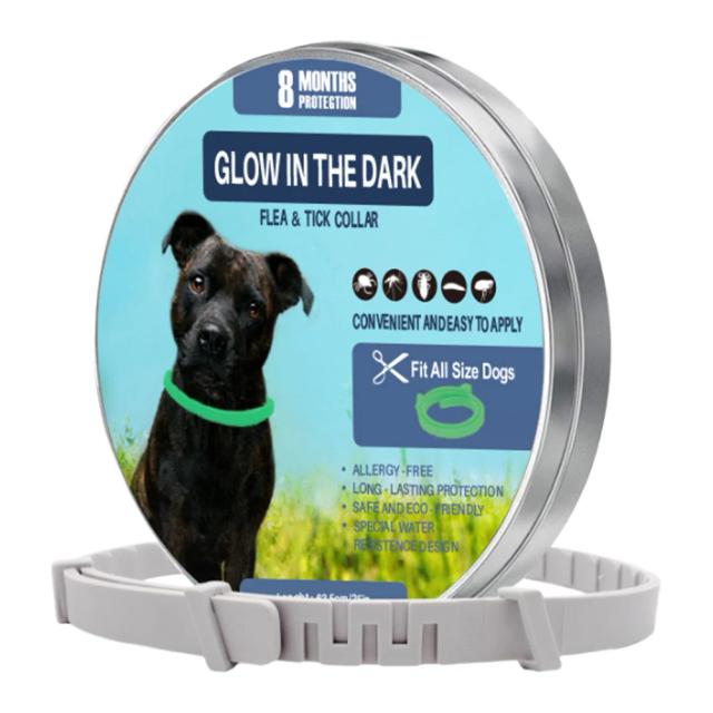 Coleira Fluorescente Luminosa para Proteção de Cães e Gatos contra Pulgas e Tiques, Tamanho Ajustável, Duração de até 8 Meses