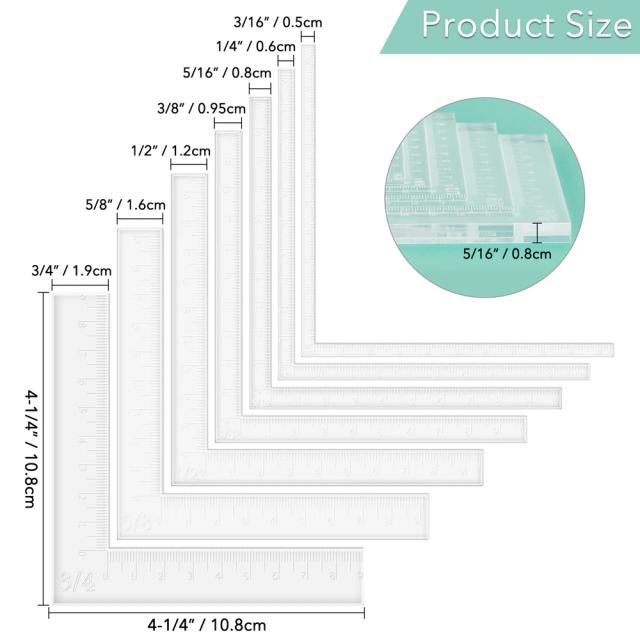 Conjunto com 7 Ferramentas Criativas para Posicionamento de Cortes em Papel para Scrapbooking e Artesanato, Incluindo Ajudantes para Cantos de Cartões
