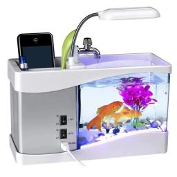 Multifuncional tanque de peixes mesa filtro iluminação três-em-um tanque de peixes de combate aquário acessório lcd temporizador lâmpada de relógio - Image 4