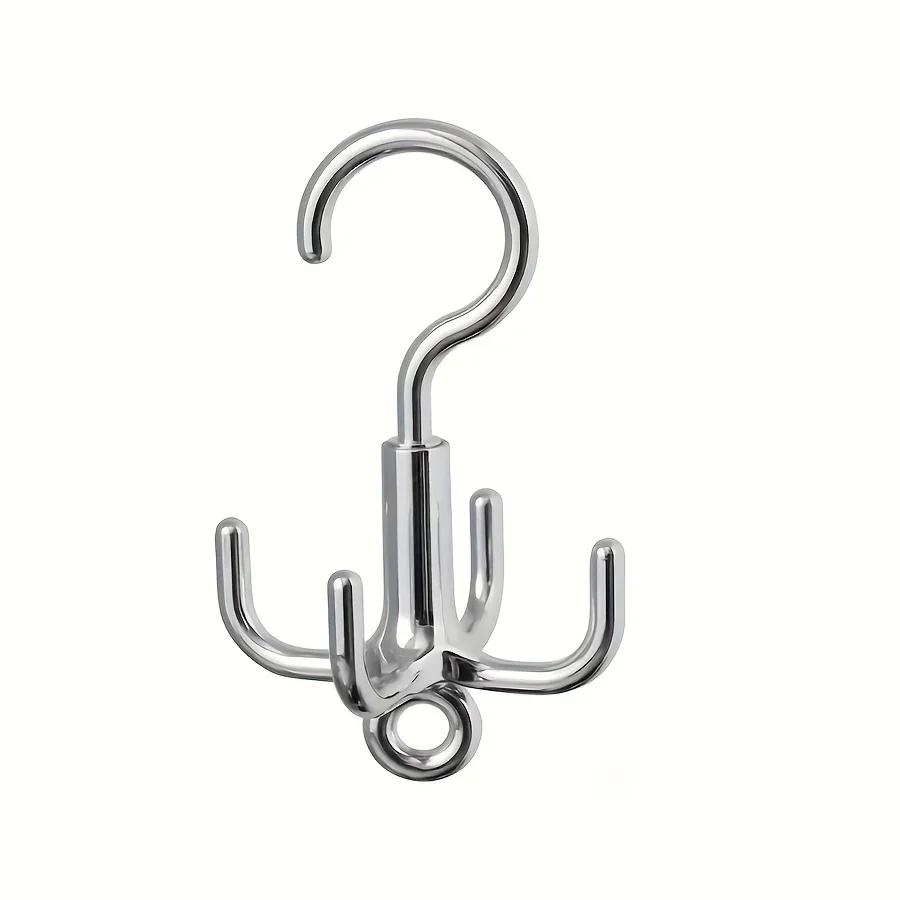1/2 pçs multifuncional rotativo roupas gancho perfurador livre 4 garras rotação cabide cinto organizador cachecol rack de armazenamento guarda-roupa - Image 1