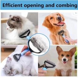 Animais de estimação pele nó cortador cão grooming derramamento ferramentas pet gato depilação pente escova dupla face produtos fornecedores transporte da gota - Image 5