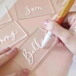 Cartões de Lugar Acrílicos claros Nomes De Convidados De Casamento Cartões De Assento De Mesa Retângulo Em Branco Placas De Acrílico Para Sinais De Assento, 50Pcs - Image 2