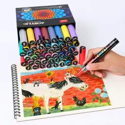 Acrílico Marcador Rock Painting Kit for Kids, Crianças Stone Paint Set Canetas, Cerâmica De Vidro De Madeira, Artesanato DIY, Arte Suprimentos, 12 60 Cores - Image 2