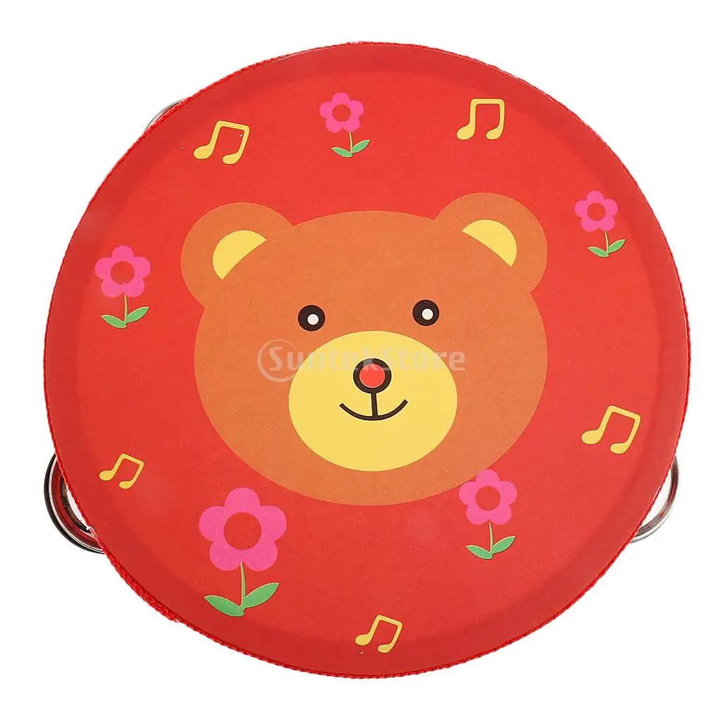 Instrumento musical de percussão com estampa de urso, instrumento musical de percussão com baquetas de tambor, alça para crianças - Image 1