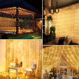 Luzes de cortina LED com USB, 8 modos, controle remoto, casamento, casa, festa, parede, janela, jardim de fadas, decorações de Natal, 1 pacote - Image 4