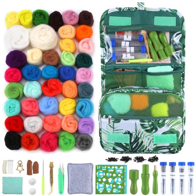 Kit de Feltragem de Agulha Fenrry com 42 Cores de Lã, Olhos e Ferramentas para Artesanato DIY e Brinquedos Artesanais
