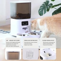 Alimentador automático inteligente para gatos com câmera, Comida seca e Video Dispenser, Gravador de voz, Alimentador automático para cães, 5L Double Bowls - Image 3