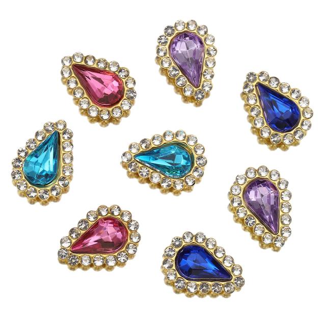 Gotinhas de Vidro Strass Douradas - 50 Peças para Acessórios de Joias DIY com Base de Garra Costurável