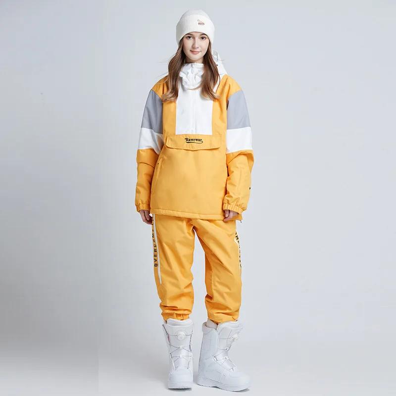 Terno de esqui feminino esportes ao ar livre jaqueta e calças de snowboard impermeável respirável terno de neve - Image 1