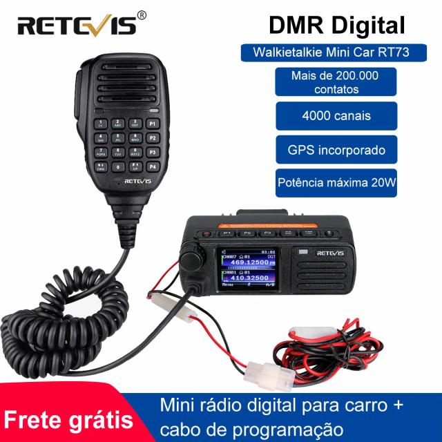Retevis RT73 Rádio Móvel Digital DMR GPS VHF/UHF 20W TFT