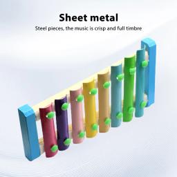 Instrumento de percussão xilofone para iniciantes, 8 notas, de madeira com 2 baquetas, chaves coloridas, pequeno, perfeito - Image 3