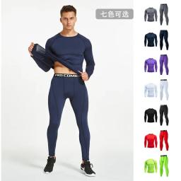 Ternos esportivos de compressão masculinos, conjuntos de corrida, secagem rápida, treinamento apertado, ginásio Fitness, traje de treino Rashguard, conjunto de roupas esportivas masculinas, novo, 2 peças - Image 3