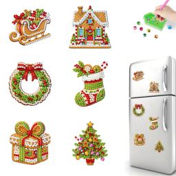 Natal Diamante Pintura Geladeira Ímãs, Frigorífico Art Kits, DIY Art Crafts, 6pcs - Image 3