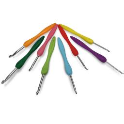 Agulhas de alumínio com borracha macia Grip, Crochet Hook, alças almofadadas, tricô colorido, 2.5-6.0mm, 8 PCs/Set - Image 5