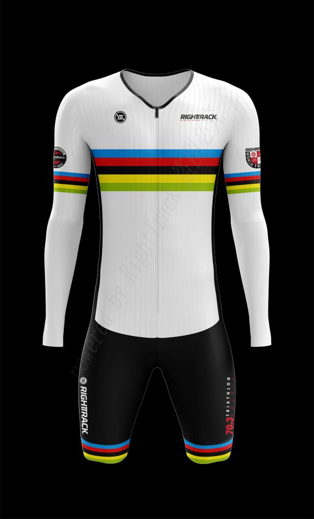 Skinsuit de Manga Comprida para Triatlo - Vestuário World Champ para Natação, Ciclismo e Corrida - Competição RT 70.3 Novo
